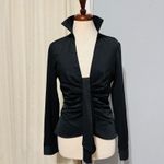 idem Ditto  Black Ruched Front Long Sleeve Collared Button Down Gothic Shirt M Photo 1