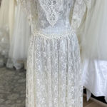 Jessica McClintock Vintage White Lace Tea Length Dress Romantic Wedding‎ Cottagecore Occasion Photo 0