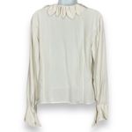 Workers for Freedom Silk Blouse Vintage Asymmetrical Cream White Petal Neckline Size M Photo 1