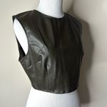 ZARA  Olive Green Faux Leather Crop Top Photo 1