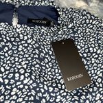 NWT Kojooin Ruffle Mock Neck Long Sleeve Floral Pleated Flowy Mini Dress Sz XXL Blue Photo 6