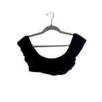 J.Crew Ruffle Bikini Off-the-Shoulder Swim Top Lined Removable Cups S Black Photo 2