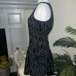 Free People Black Chenille Textured Zebra Print Drop Waist Mini Dress Size 4 Photo 5