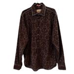 Italian Shoemakers Vintage Italia Size Medium Brown Velvet Shirt Floral Damask Pattern Cotton L/S Photo 1