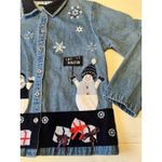 Vtg Keren Hart Denim Corduroy Christmas Button Up Jacket Snowmen Woman's M Bells Blue Size M Photo 3