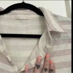 Anthropologie Cream & Pink Horizontal Striped Long Sleeve Button Up Photo 2