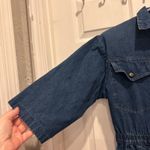 VTG IDEAS Denim Jumpsuit Women Medium Blue Wash Button Front Utility 3/4 Sleeves Photo 1