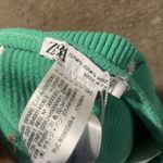 ZARA NWT  Crop Top Women's M/L Kelly Green Halter Embroidered Flowers Ribbed Fit Photo 1