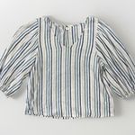 Caslon  Blouse Womens Size Small Linen Stripe Vneck Shirt Lightweight Photo 0