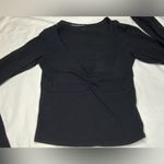 Brandy Melville  v neck , long sleeve black, tee shirt, seam at chest‎ Photo 6