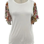 Generation Love  White Jersey Modal Tee‎ Floral Sleeves Size XS Photo 0