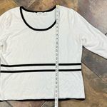 Cato  White Sweater Black Outline 3/4 Sleeve XL Top Photo 3