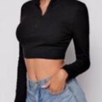 SheIn Cropped Long Sleeve Quarter Zip Photo 1