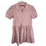 Deluc Gasus 100% Cotton Dusty Rose Pink Short Puff Sleeve Above Knee Dress Sz S Photo 1