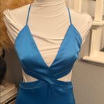 ZARA  BLUE ASYMMETRIC CUT OUT SATIN EFFECT MIDI DRESS SIZE XS Photo 4