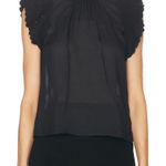 Ulla Johnson  Handmade Kai Ramie black flounce Goth feminine blouse 10 Photo 0