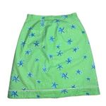 Lilly Pulitzer 100% Cotton Mint Green A-Line Skirt Blue Starfish Pocket Size 6 Photo 0