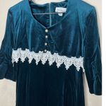 Ultra Dress New York Green Velvet Lace Trimmed Button Front Midi Dress Size 10P Photo 1