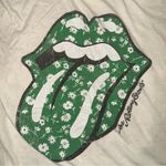 The Rolling Stones  Graphic Tee with Floral Print Green Lips Design Photo 3