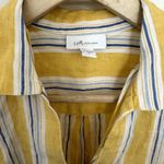 Coastal Grandmother J. Jill 100% Linen Yellow Striped Shirt Size Small Women's Photo 1