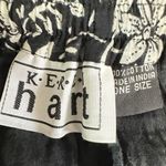 Vintage 90s Bohemian Floral Patchwork Full Circle Skirt One Size Indian Cotton Black Photo 5