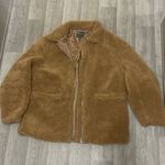 ASOS  brown teddy fleece pocket zip up jacket oversized small Photo 0