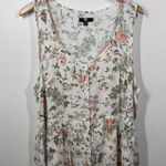 Frye Dress Dress 2XL Plus Size Cream Pink Floral Button Front Midi Botanical Photo 3