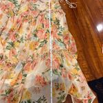 ZARA  Tiered Flowy Boho Peach Orange Floral Midi Dress Spaghetti Strap xs-small Photo 13