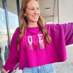 Peach Love California Let’s Go to the Rodeo Fringe Cropped Sweatshirt Pink M Photo 4