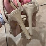 Veronica Beard  Suede Taupe Platform Suede Heels with Wrap a Round Ankle Strap Photo 5