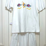 Infinity Vintage White Fish/Cruise/Coastal Embroidered Short/Top set Medium Photo 0