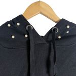 ZARA Black Cropped Pearl Embellished Hooded Knit Sweater Size Small Photo 4
