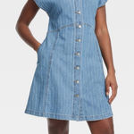 Universal Threads Universal Thread Denim Flouncy Dress Medium Wash | Size Large Jumper Button Down Photo 0