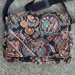 Vera Bradley  Large Messenger Bag Crossbody Paisley Brown Floral Laptop Purse Photo 1