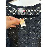 NWT Marusa Crochet Knit Top Open Weave Short Sleeve Blouse Women’s M/L 19"x26" Black Size undefined Photo 3