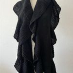 Vintage Renoma Paris Back Ruffled Infinity Long Knit Scarf Cape Vest Black Photo 0