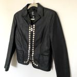 VTG Gianfranco Ferre Black Leather Jacket Italian Metal Buttons Collector Sz 10 Photo 11