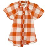 Anthropologie  Maeve Womens Flutter Sleeve Button Up Gingham Plaid Blouse Size XS Photo 1