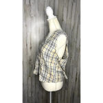 Vintage Silk Exchange Plaid Vest Women's Medium‎ Cream/Blue Button Photo 3