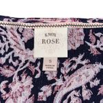 Knox Rose  Boho Paisley V Neck Dress Navy Blue Pink Short Sleeve Women’s Small Photo 6