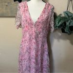 Dreamiest Desires Pink Floral Flutter Sleeve Maxi Dress Size XL Photo 2