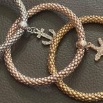 3 Piece Shiny Multilayer Gold Silver and Bronze Bracelet Set Photo 2