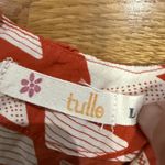 Tulle Red White Geometric Print Romper Ruffle Details Tie Waist Boho‎ Chic Size L Photo 3