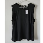 J.Crew Sleeveless Top with Pleated Trim Black Plus 16 NEW Photo 2