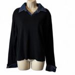 Vintage Denim Trimmed Black Sweater Size L Photo 1