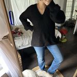 Free People Women’s Small All Mine Sweater Black Alpaca Blend Vneck Photo 1