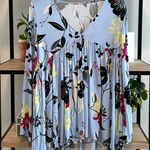 Free People  Floral V-neck Boho Pleated Front Blouse Pullover Woven Top, S Photo 0