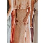 ASOS Formal Dress Full Length Peach Lace Bridesmaid Wedding Size 4 (READ) Photo 9