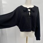 Victoria's Secret Victoria Secret Cropped Fleece Sweatshirt Women M Black Tie-up Front Long sleeve Photo 3