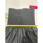 Commando ‎ Black Faux Leather Smocked Strapless Dress S/M Photo 5